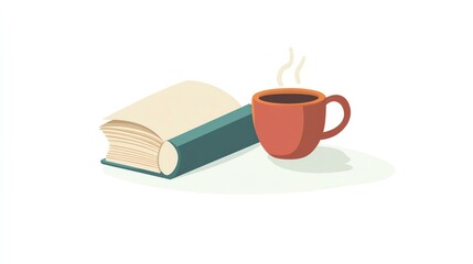 A cup of coffee sits beside an open book, suggesting a quiet moment of relaxation.