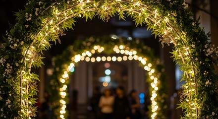 Floral Arch with String Light