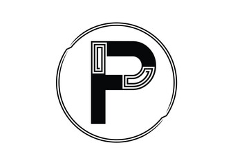 Letter P Logo with Abstract Stripe Line Pattern