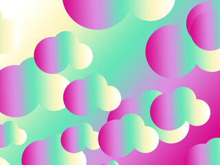 3d image.  Gradient bright colored abstract circles with colorful gradient background. Bright trendy background with gradient background.