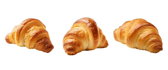 Fresh croissant collection on a transparent background
