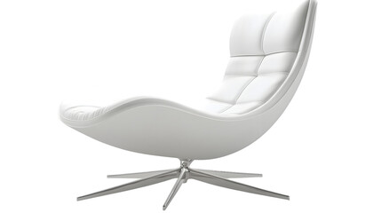 Fototapeta premium Elegant Modern White Armchair in Minimalist Design on White Background