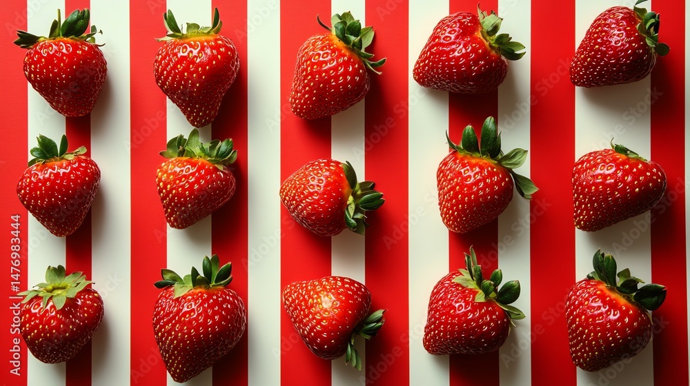 Poster the photo is dominated by a large quantity of strawberries. the image appears to be filled with nume
