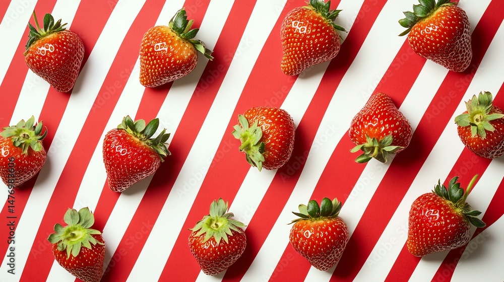 Poster the photo is dominated by numerous strawberries, creating a visually abundant display of the red fru