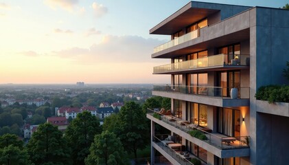 Obraz premium Modern Estonian apartment building with sleek design and large windows overlooking city , estonia, architecture