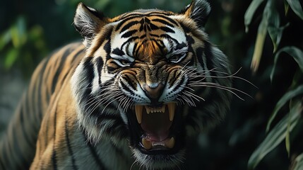 Fototapeta premium Roaring Tiger Close-Up
