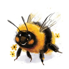 An adorable bee or bumblebee on a white background, perfect for children's design, educational materials or playful themes.