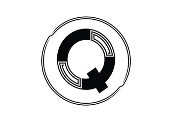 Letter Q Logo with Abstract Stripe Line Pattern