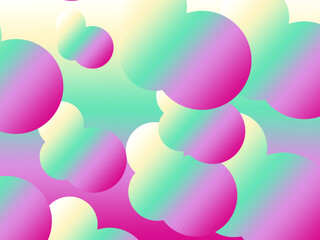 3d image.  Gradient bright colored abstract circles with colorful gradient background. Bright trendy background with gradient background.