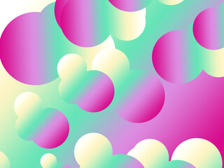 3d image.  Gradient bright colored abstract circles with colorful gradient background. Bright trendy background with gradient background.