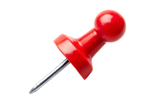Red pin isolated on white background