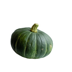Green pumpkin, Japanese pumpkin or Kabocha squash. Top view [Transparent Background PNG].