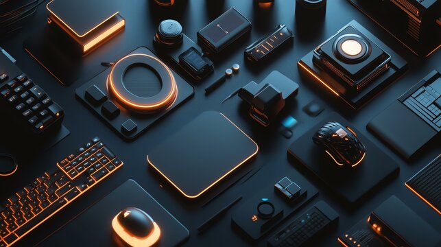 The photo features a collection of diverse electronic devices. It showcases a variety of gadgets and technology.
