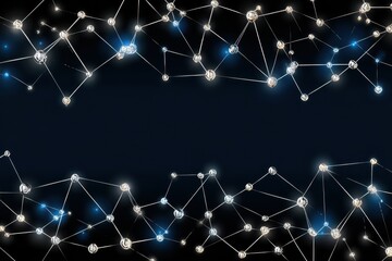 Fototapeta premium Abstract connection network illustration with glowing nodes and lines on dark background for technology, science, or digital communication themes