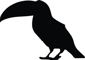 Vector EPS Black Silhouette of a Toucan - Exotic Bird Illustration for Design and Nature-Themed Projects