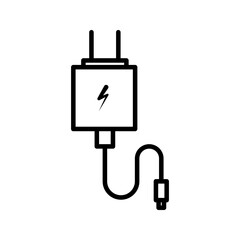 cellphone charger icon white on background