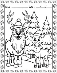 Santa Claus Christmas Coloring Pages.  High resolution (300 DPI), ready to print on standard 8.5x11 inch paper With No Bleed, Black and White Vector illustration AI, EPS, PNG, JPEG.