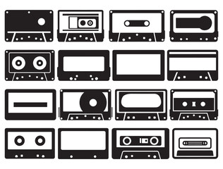 CASSETTE SILHOUETTE WHITE BACKGROUND