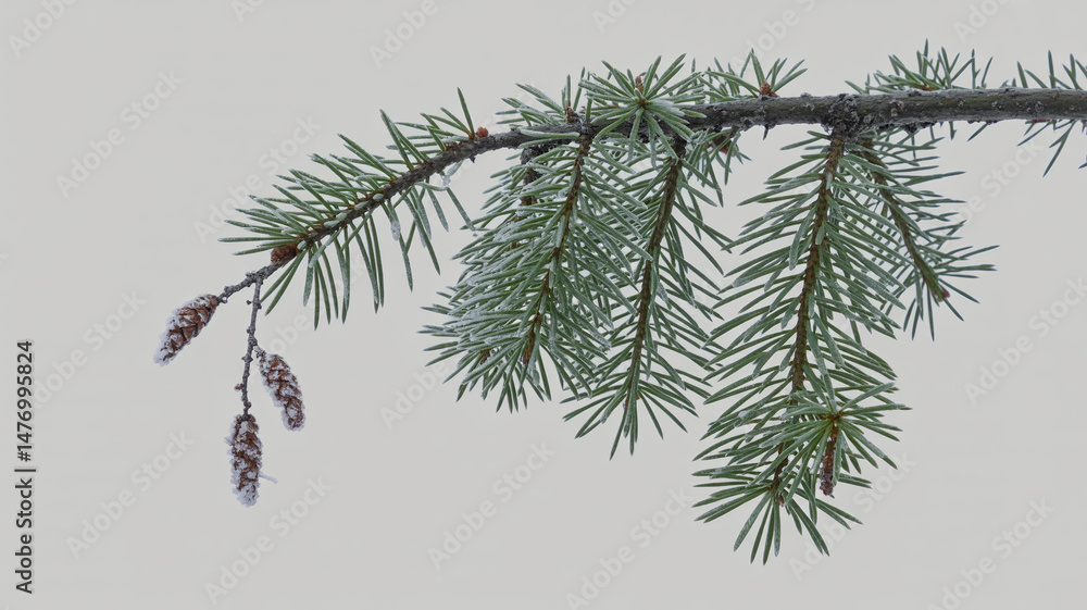 Poster realistic fir tree branch transparent background