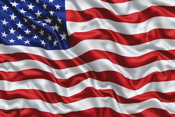 Obraz premium Close up of the american flag waving, showcasing its vibrant colors and symbolic representation of freedom and democracy