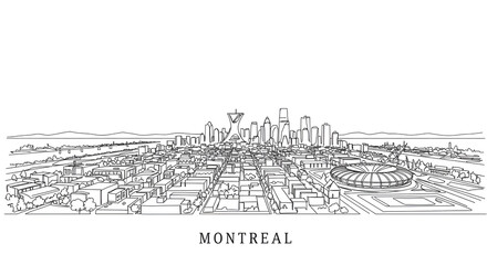 Montreal City Skyline Line Art Illustration
