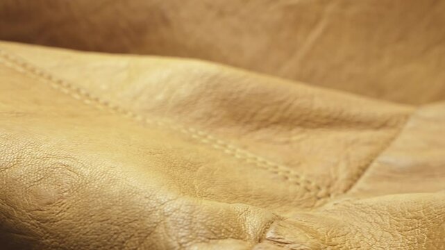 Brown Leather fashion jacket texture with stitched seams SLIDE SHOT