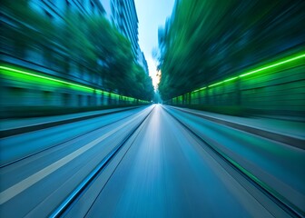 Abstract motion blur in blue and green hues.