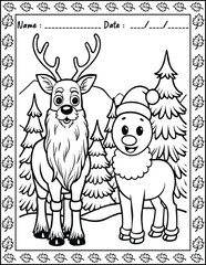 Santa Claus Christmas Coloring Pages.  High resolution (300 DPI), ready to print on standard 8.5x11 inch paper With No Bleed, Black and White Vector illustration AI, EPS, PNG, JPEG.