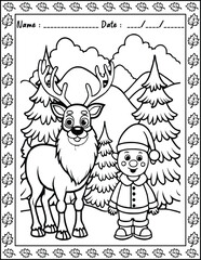 Santa Claus Christmas Coloring Pages.  High resolution (300 DPI), ready to print on standard 8.5x11 inch paper With No Bleed, Black and White Vector illustration AI, EPS, PNG, JPEG.