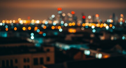 Obraz premium City Lights Bokeh at Night
