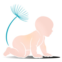 A silhouette of baby vector on a white background