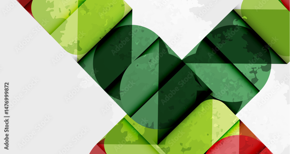 Poster Abstract geometric design. Green, white layers create dynamic visual texture. Minimalist composition, modern aesthetic.