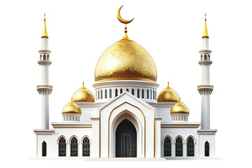 Obraz premium Magnificent Golden Domed Mosque on Transparent Background