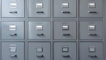 office filing cabinet background, metal texture, neutral gray tones, organized and structured, classic office storage