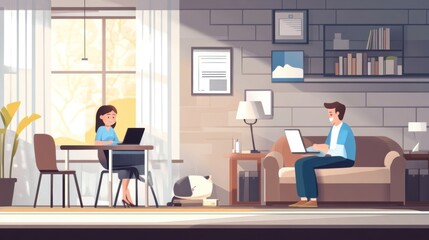 Remote Work Duo: A Productive Day at Home