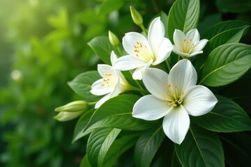 Fototapeta premium Elegant white wedding flowers in a lush green arrangement, perfect for ceremony decor , wedding decor, centerpiece, wedding flowers