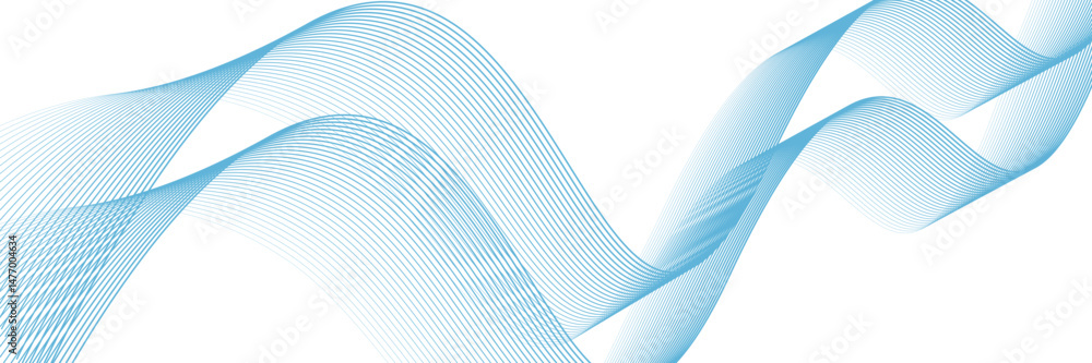 Aufkleber abstract blue smooth wave on a white background. dynamic sound wave. design element. vector illustra