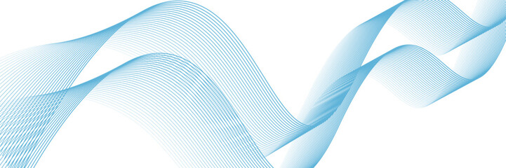 Abstract blue smooth wave on a white background. Dynamic sound wave. Design element. Vector illustration.