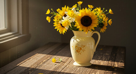 sunflower in a vase،flora, summer, chrysanthemum, floral, petal, beauty, leaf, sunflowers, decoration, orange, glass, garden