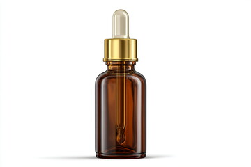 Fototapeta premium Realistic brown glass dropper bottle with pipette isolated on white background