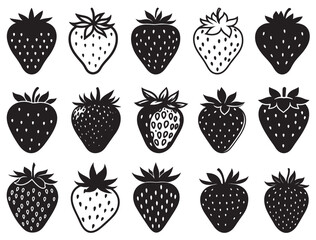 STRAWBERRY SILHOUETTE WHITE BACKGROUND