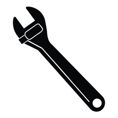 Construction worker element isolated adjustable wrench on white background