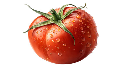 Fresh ripe tomato isolated on pure white background with copy space