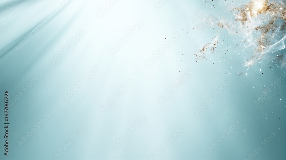 Poster ethereal light rays and sparkling gold dust abstract background abstract background light rays blue