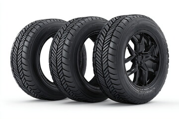 Car tires on a white background. 3d rendering. Computer digital drawing.