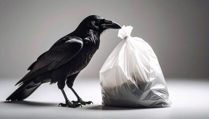 カラスとゴミ袋