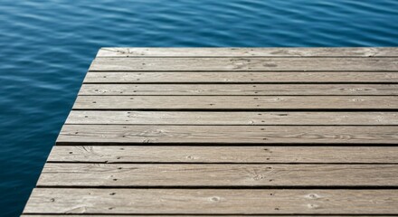 Wooden dock corner by water