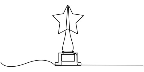 winner trophy cup continuous one line drawing. Trophy cup line art vector illustration, Winner trophy symbol. Continuous one line drawing of trophy cup competition. Award trophy single line vector. 
