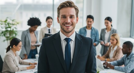 Confident Leader, Team in Focus