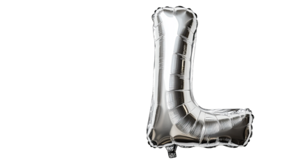 A Silver Letter L Shaped Balloon Against A Transparent Background